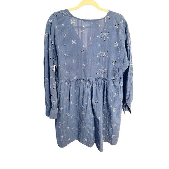 Zara Blue & White Short Embroidered Floral Tunic Flowy Dress Size S - Picture 3 of 13